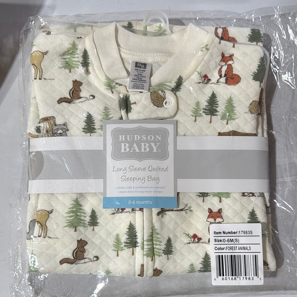 Hudson Baby Animal Print Sleep Sack - Cream and Green